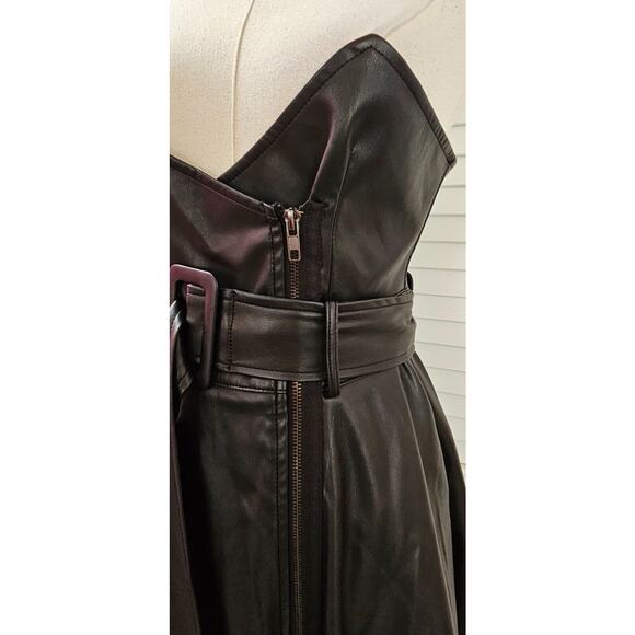 NEW TOV Los Angeles Dress Strapless Busty Full Length Faux Heavy Leather 2 4 SM - Picture 2 of 4